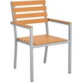 Gec Global Industrial Stackable Outdoor Dining Arm Chair, Tan, 4 Pack 436985TN